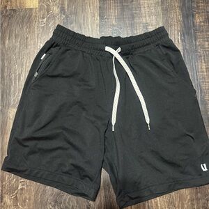 Vuori Black Athletic Shorts with White Drawstring